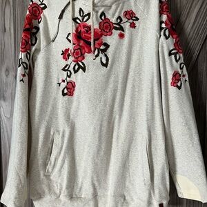 AMPERSAND AVE Cream Oversized Embellished Hoodie